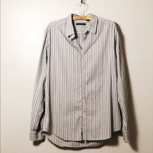 Theory Zack PS Indulgent Grey Striped Button Down